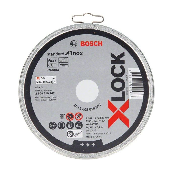 Lõikeketas 125x1x22,23mm, Standard INOX, X-LOCK - 10tk