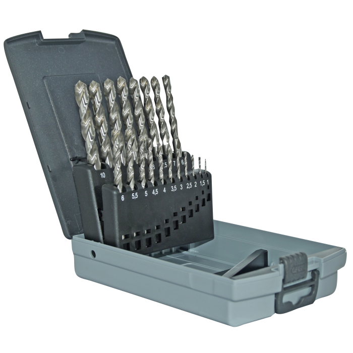 Tivoly metallipuuride komplekt 1-10mm, HSS, üleni lihvitud, Split Point, 19 puuri, T-Line