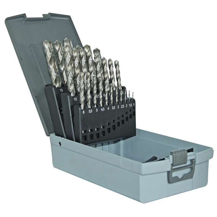 Tivoly metallipuuride komplekt – 25-osaline Ø1–13 mm, Split-Point, HSS, üleni lihvitud, T-Line