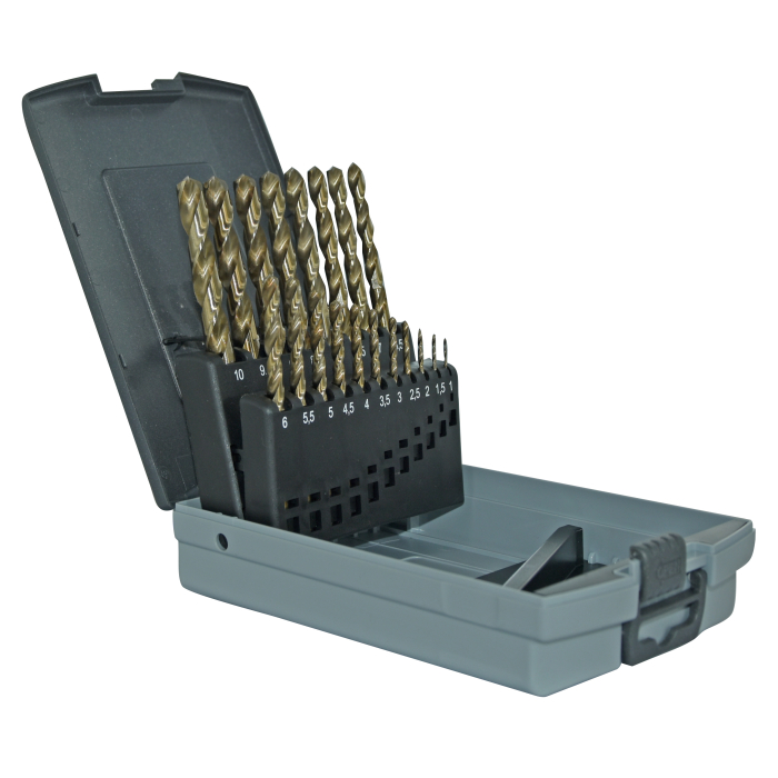 Tivoly metallipuuride komplekt – 19-osaline Ø 1–10 mm, Split point, HSS-Co, üleni lihvitud, T-Line