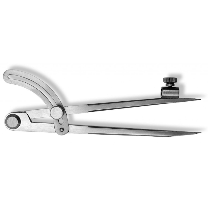 Sirkel sirkel pliiatsihoidjaga – täppisjaotus, reguleeritav raadius kuni 200 mm, karastatud terasotsad, mudel 482.102-x