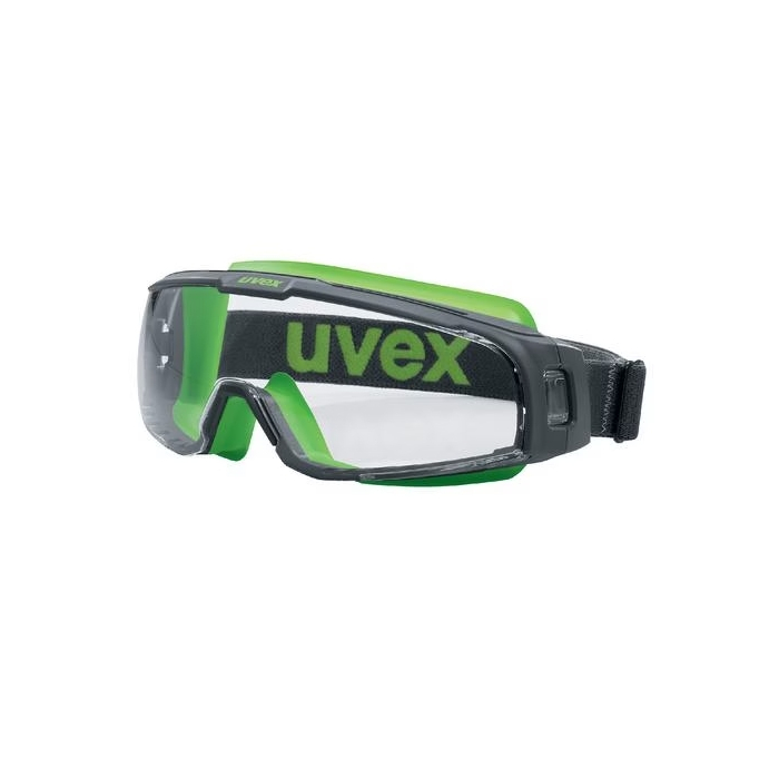 Umbprillid Uvex U-sonic, värvitu lääts, supravision extreme udu- ja kriimustuskindlad, raam hall/laim, kummipaelaga