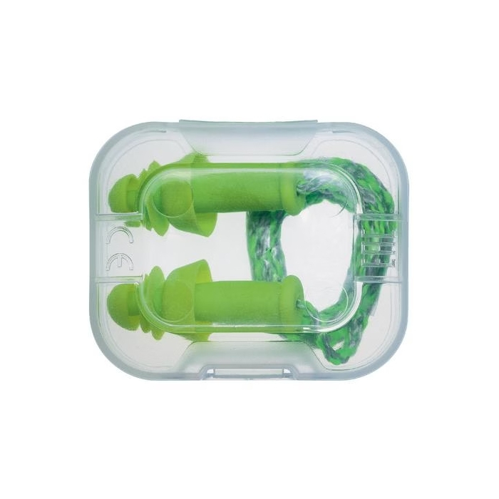 UVEX Ear plugs, reusable, Whisper+,  corded with a storage box. SNR: 27dB, lime