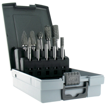 Tivoly karbiidist rotatsioonifreeside komplekt – 10-osaline, Ø6–12mm, peen lõige, 6mm vars, TECHNIC seeria