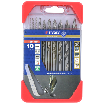 Tivoly Smart Point HSS-metallipuuride komplekt – 10-osaline Ø 1–10 mm, automaatne tsenterdus, kolmnurkvars, CLIPSTER karp
