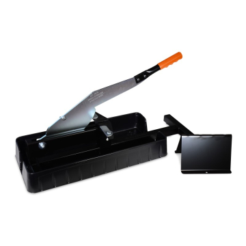 EDMA STRATICUT 230 giljotiinlõikur – laminaadi ja MDF-i lõikamiseks kuni 12 mm, alusraam ja tolmukoguja, patenteeritud tera