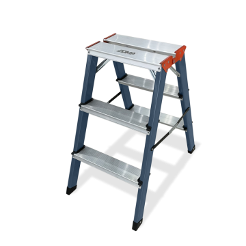 EDMA kokkupandav alumiiniumredel – 3 astet mõlemal pool, libisemiskindlad jalad, 2,7 kg, 0,65 m platvorm