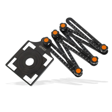 EDMA kontuur- ja märkenurgik – 6 reguleeritavat alumiiniumist külge, 175 mm, mõõduskaalad, 108 x 108 mm alus