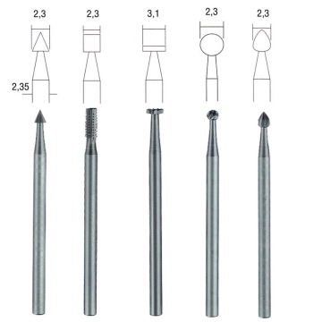 Proxxon Volfram-vanaadium freesiterad 28710 – 5 tk, erinevad kujud