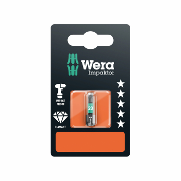 Wera 867/1 Impaktor otsak – TX 20 x 25 mm, teemantkattega, löögikindel, 1/4" kuuskant, värvikoodiga