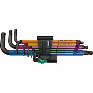 Wera 950/9 HEX-Plus L-võtmete kmpl 9 osa 1.5-10mm, Multicolour, Blacklaser