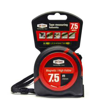 Tamoline mõõdulint – 7,5 m x 25 mm, magnetots, nailonkattega, meetermõõdustik