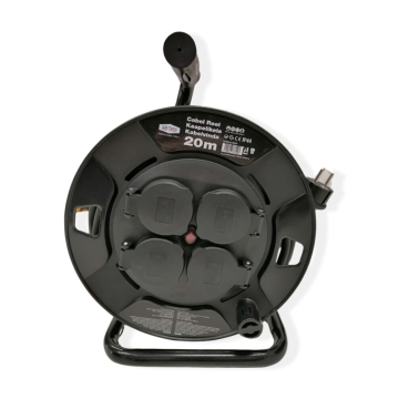Tamoline pikendusjuhe trumlil – 20 m H05RR-F 3G1.5 kummikaabel, 4 maandusega pesa, IP44, ülekoormuskaitse