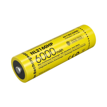 Nitecore NL2160HP laetav 21700 Li-ion aku – 6000mAh, 20A, kaitstud, IPX6 veekindel