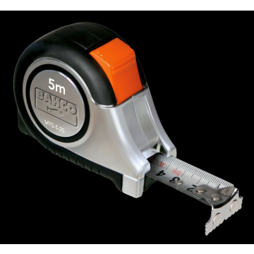 Bahco mõõdulint MTS-5-25 – roostevaba teras, kahepoolne skaala, magnetots, 5 m, 25 mm, kummist korpus