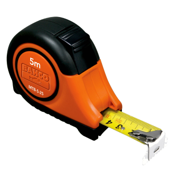 Bahco mõõdulint MTB-8-25-M – 8 m, 25 mm, magnetiga ots, nailonkattega teras, kummist korpus, klass II täpsus