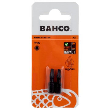 Bahco otsakud – TORX® T15, 1/4" kuuskant, 25 mm, tugevdatud torsioon, 2 tk