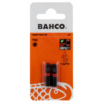 Bahco otsakud – tugevdatud T30 TORX, 25 mm, 1/4" kuuskant, legeerteras, 2 tk