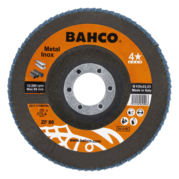 Bahco lamellketas INOX+Fe T42 P80 – 125x22.23 mm, tsirkoonium ja korund, mitmekihiline fiiber