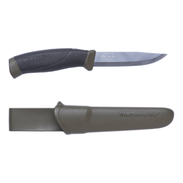 Morakniv Companion Välinuga – Sõjaväeroheline Käepide, 2.5 mm Roostevaba Tera, Tupp