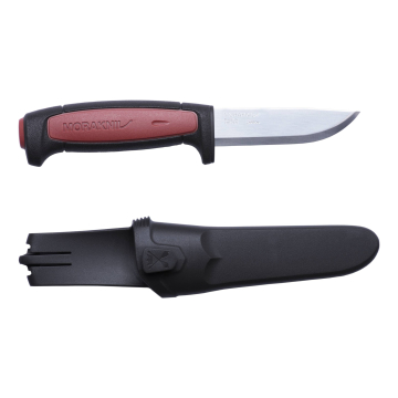 Morakniv Pro Pussnuga – Punane Käepide, 2.0 mm Süsinikterasest Tera, Nupuga Tupp