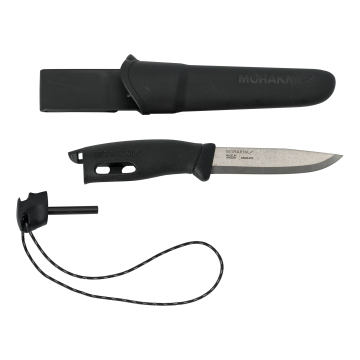 Morakniv Companion välinuga Spark – 2.5 mm roostevaba teras tera, süütepulgaga, must