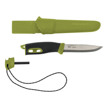 Morakniv Companion välinuga Spark – 2.5 mm roostevaba teras tera, süütepulgaga, roheline