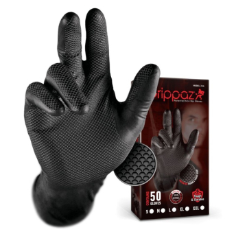 Ühekordsed nitriilkindad Grippaz 246BK, 50tk, paksus 0,15mm, black